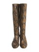 Loeffler Randall Leather Animal Print Riding Boots