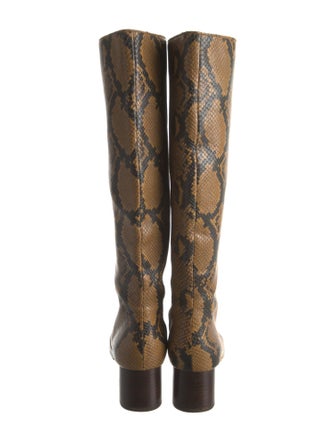 Loeffler Randall Leather Animal Print Riding Boots