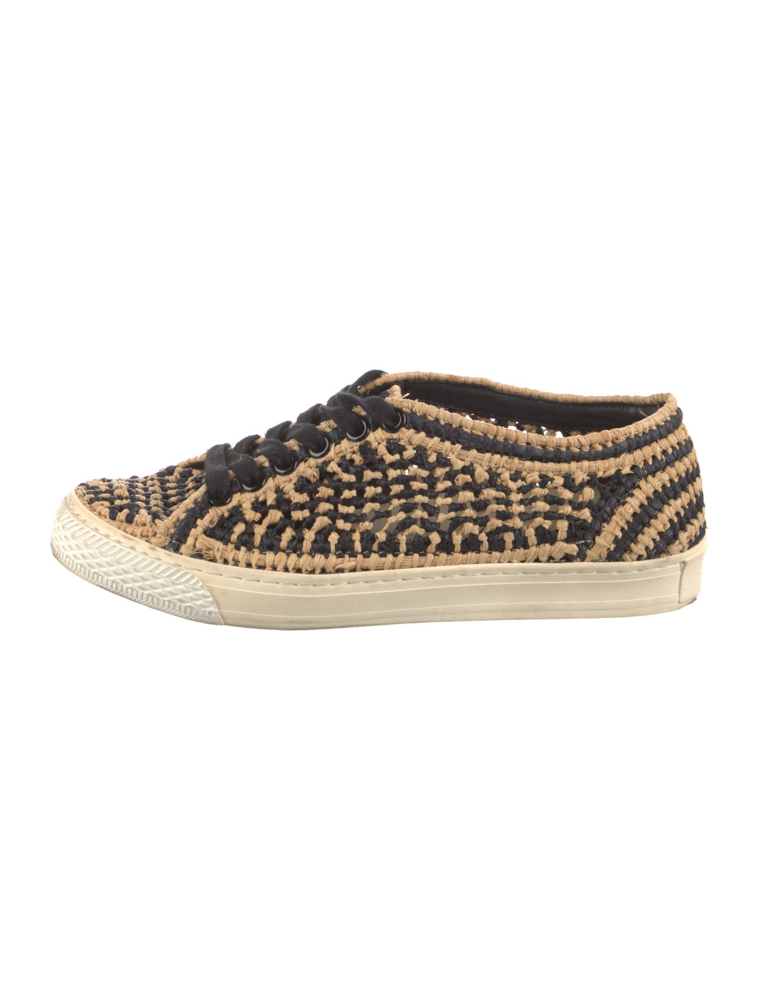 Loeffler Randall Straw Animal Print Sneakers