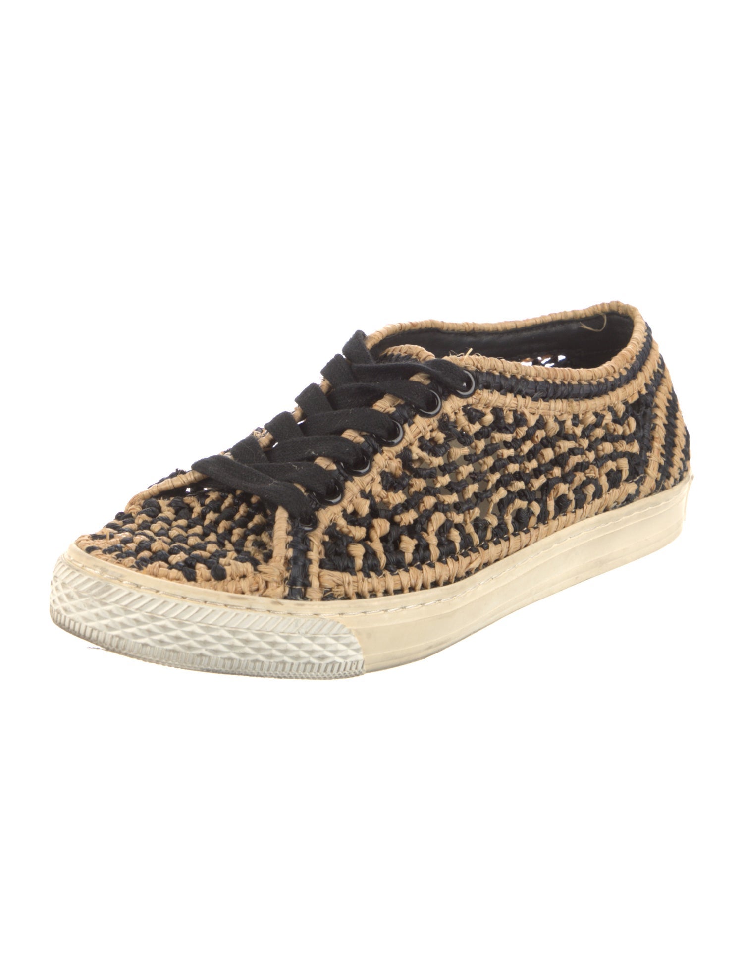 Loeffler Randall Straw Animal Print Sneakers