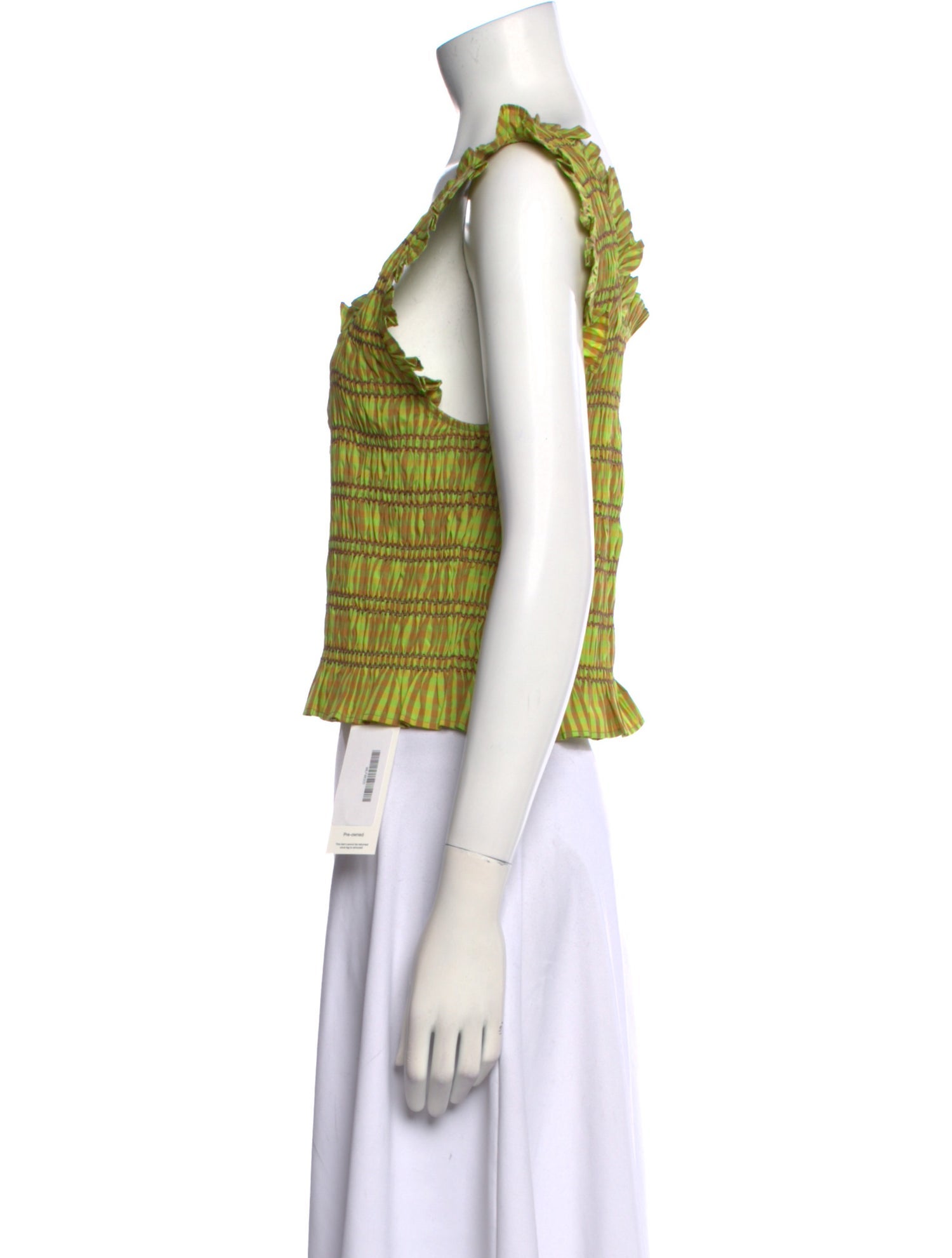 Loeffler Randall Plaid Print Square Neckline Crop Top