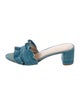 Loeffler Randall Denim Ruffle Embellishment Slides