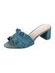 Loeffler Randall Denim Ruffle Embellishment Slides