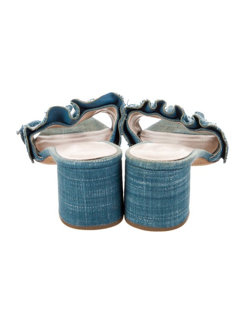 Loeffler Randall Denim Ruffle Embellishment Slides