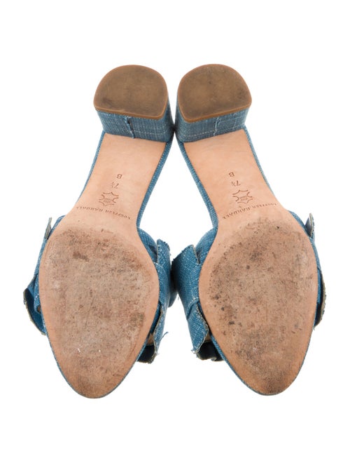 Loeffler Randall Denim Ruffle Embellishment Slides