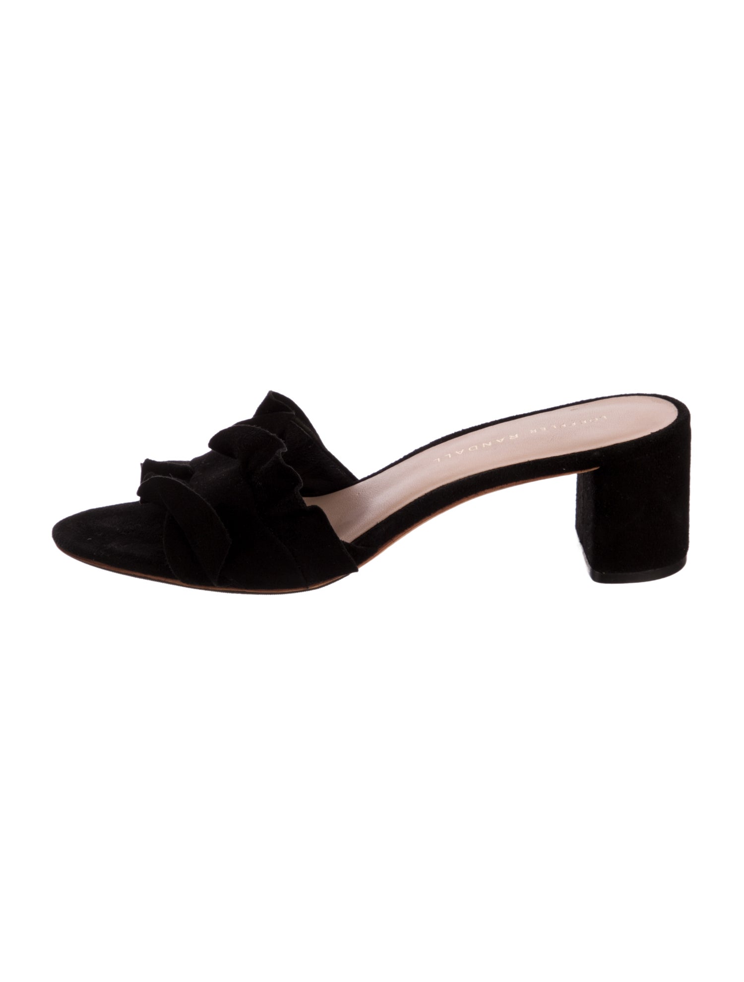 Loeffler Randall Suede Ruffle Embellishment Slides