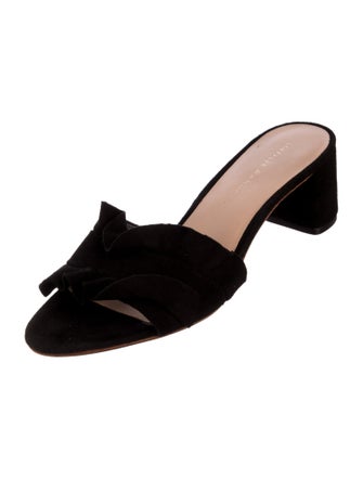 Loeffler Randall Suede Ruffle Embellishment Slides