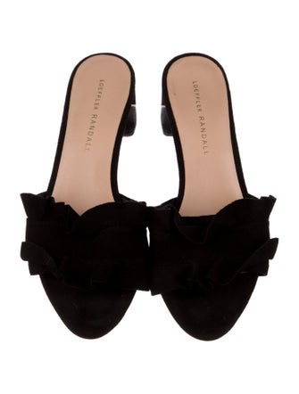 Loeffler Randall Suede Ruffle Embellishment Slides