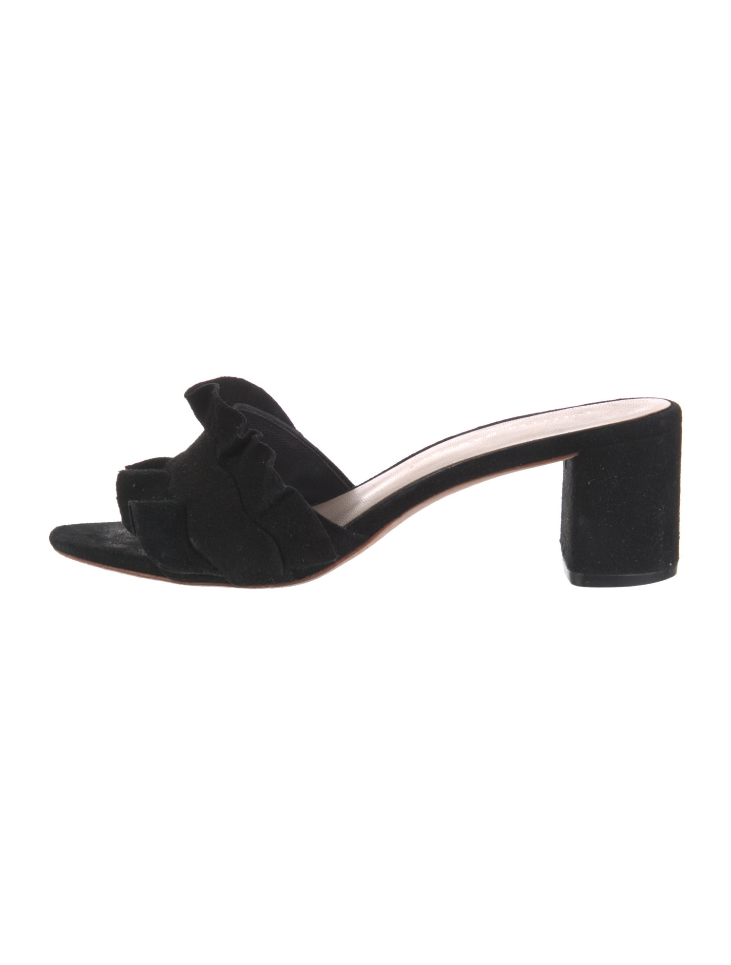 Loeffler Randall Suede Ruffle Embellishment Slides