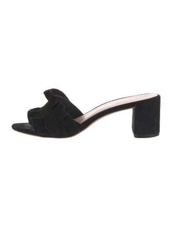 Loeffler Randall Suede Ruffle Embellishment Slides