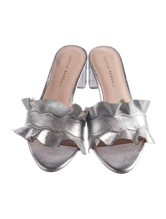 Loeffler Randall Leather Ruffle Embellishment Slides