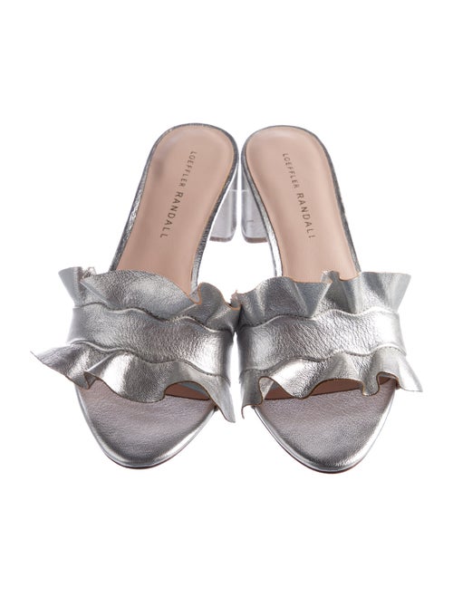 Loeffler Randall Leather Ruffle Embellishment Slides