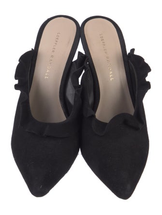 Loeffler Randall Suede Ruffle Embellishment Mules