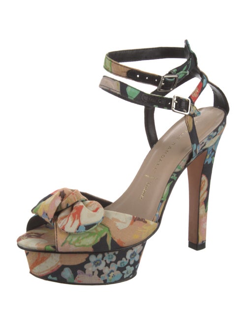 Loeffler Randall Floral Print Bow Accents D'Orsay Pumps