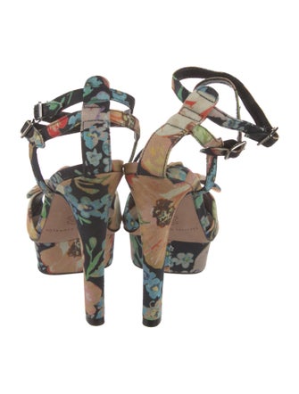 Loeffler Randall Floral Print Bow Accents D'Orsay Pumps