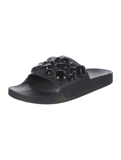 Loeffler Randall Leather Crystal Embellishments Slides