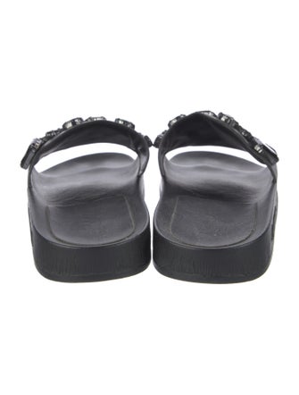 Loeffler Randall Leather Crystal Embellishments Slides