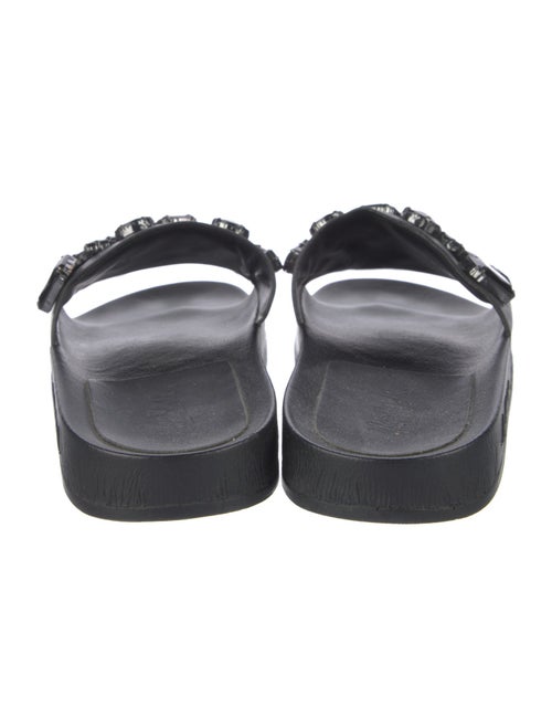 Loeffler Randall Leather Crystal Embellishments Slides