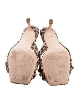 Loeffler Randall Animal Print Bow Accents Slides