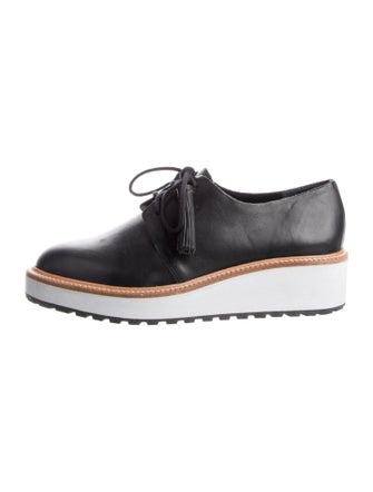Loeffler Randall Leather Colorblock Pattern Wedge Sneakers