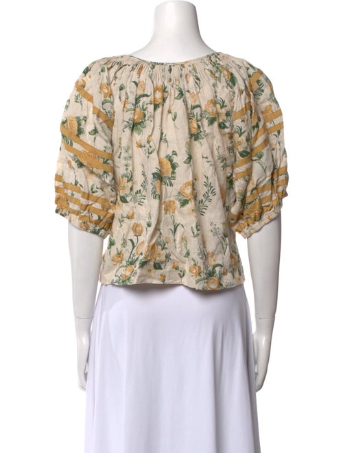 Loeffler Randall Linen Floral Print Crop Top