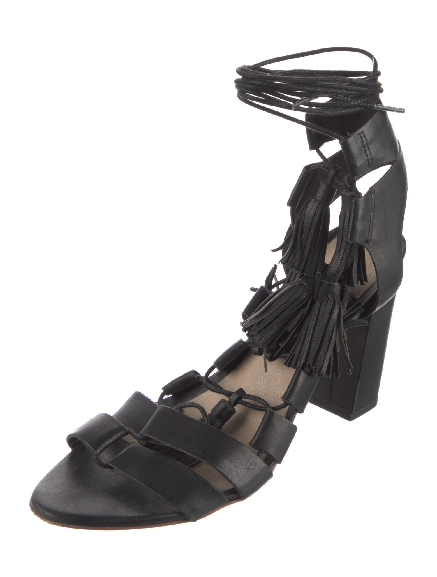 Loeffler Randall Leather Tassel Accents Gladiator Sandals