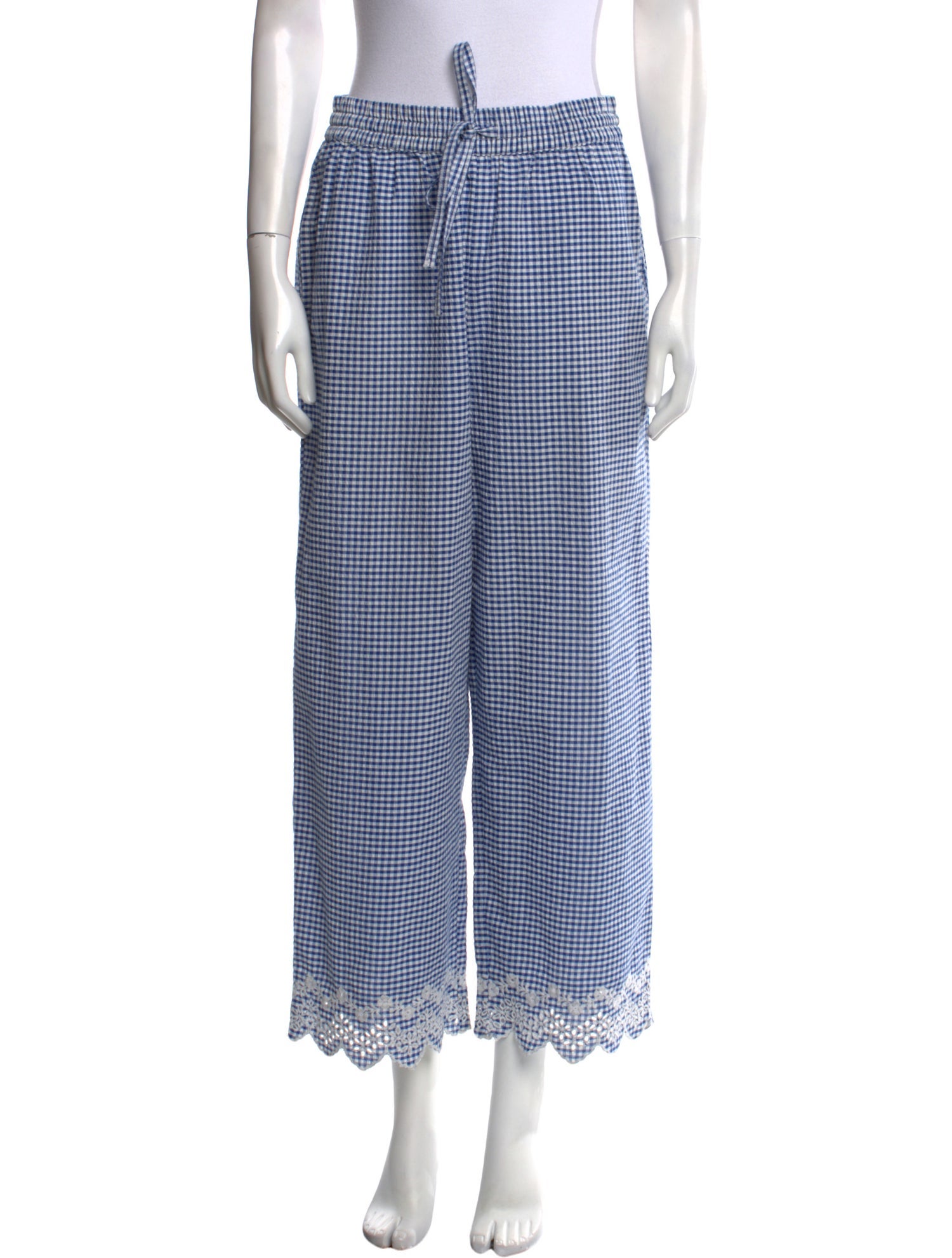 Loeffler Randall Plaid Print Wide Leg Pants