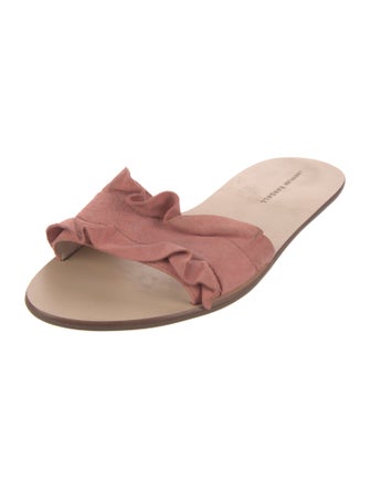 Loeffler Randall Suede Ruffle Embellishment Slides