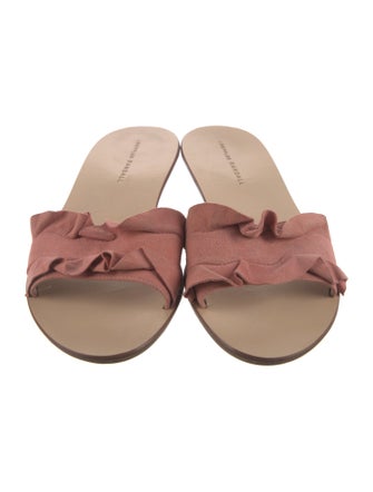Loeffler Randall Suede Ruffle Embellishment Slides