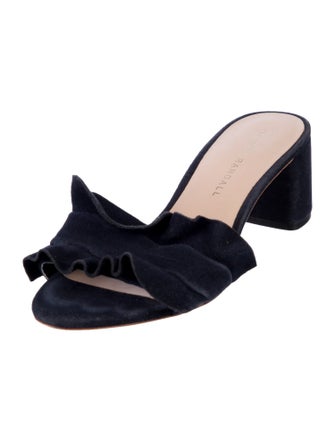 Loeffler Randall Suede Ruffle Embellishment Slides