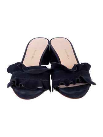 Loeffler Randall Suede Ruffle Embellishment Slides
