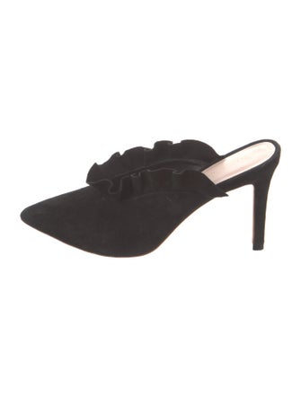 Loeffler Randall Suede Ruffle Embellishment Mules