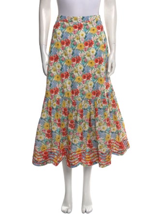 Loeffler Randall Floral Print Midi Length Skirt