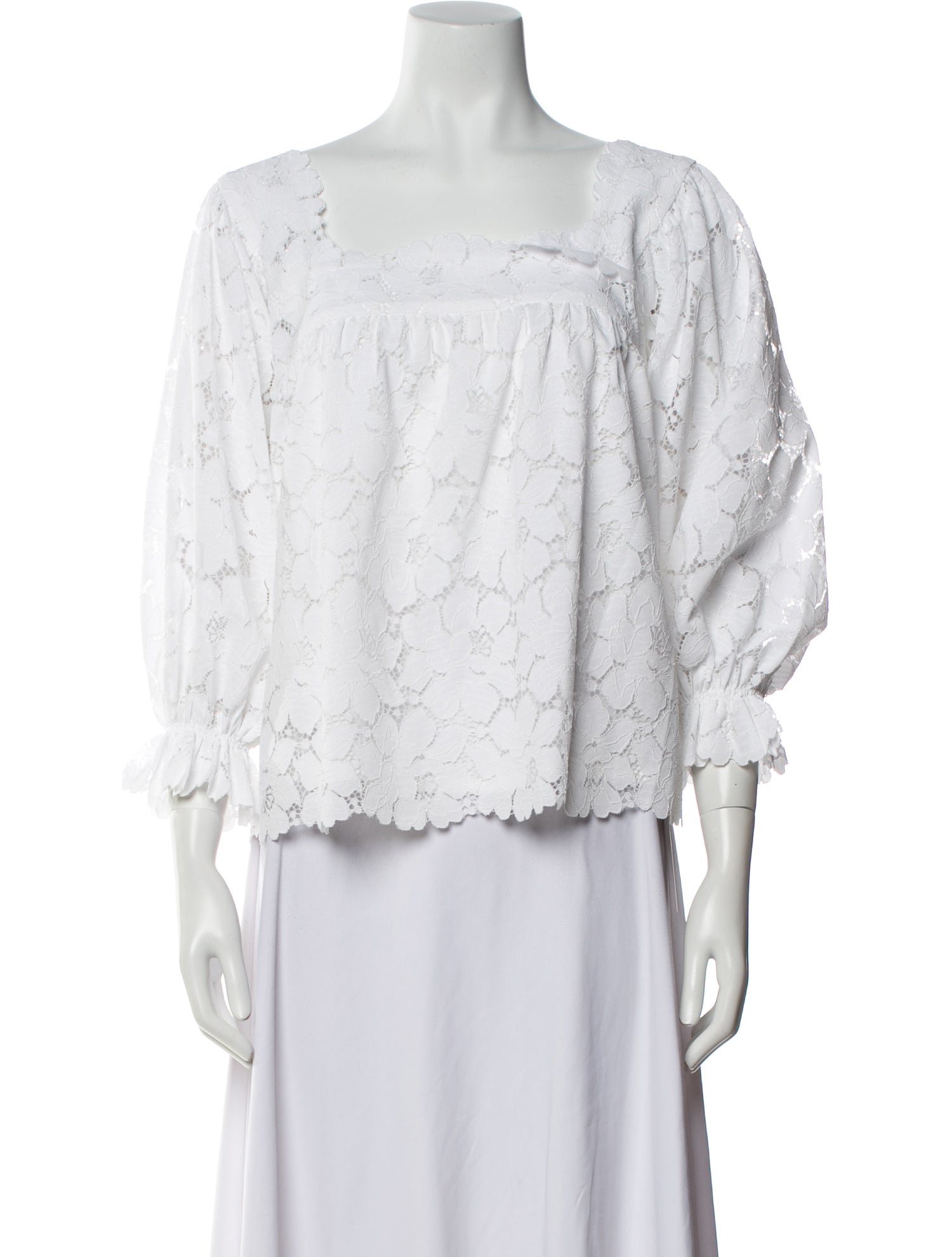 Loeffler Randall Lace Pattern Square Neckline Blouse