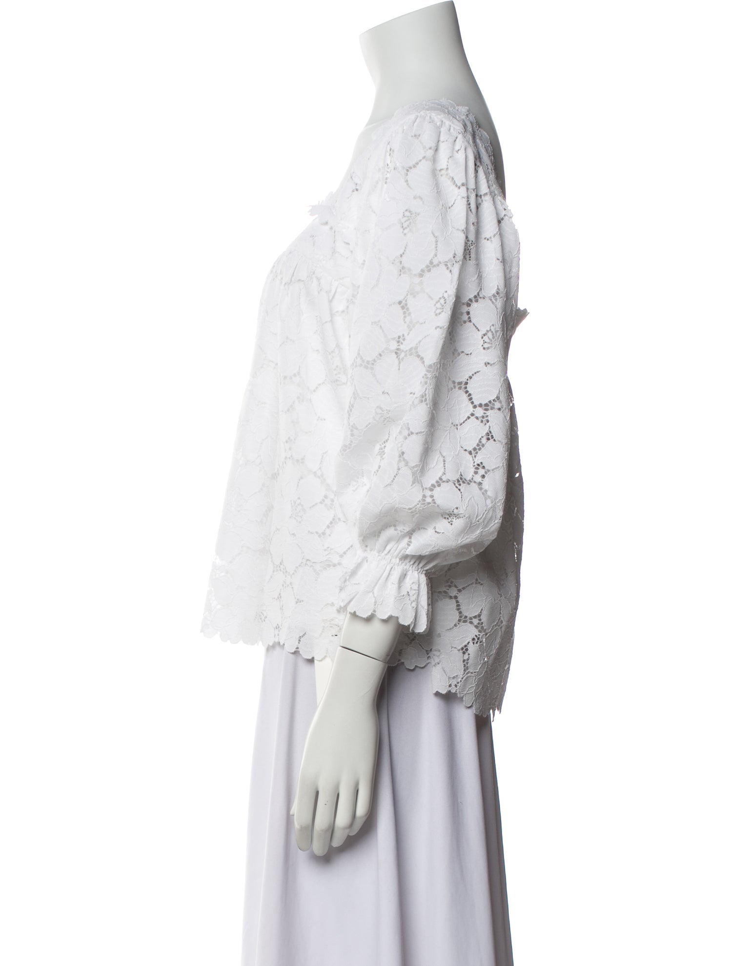 Loeffler Randall Lace Pattern Square Neckline Blouse