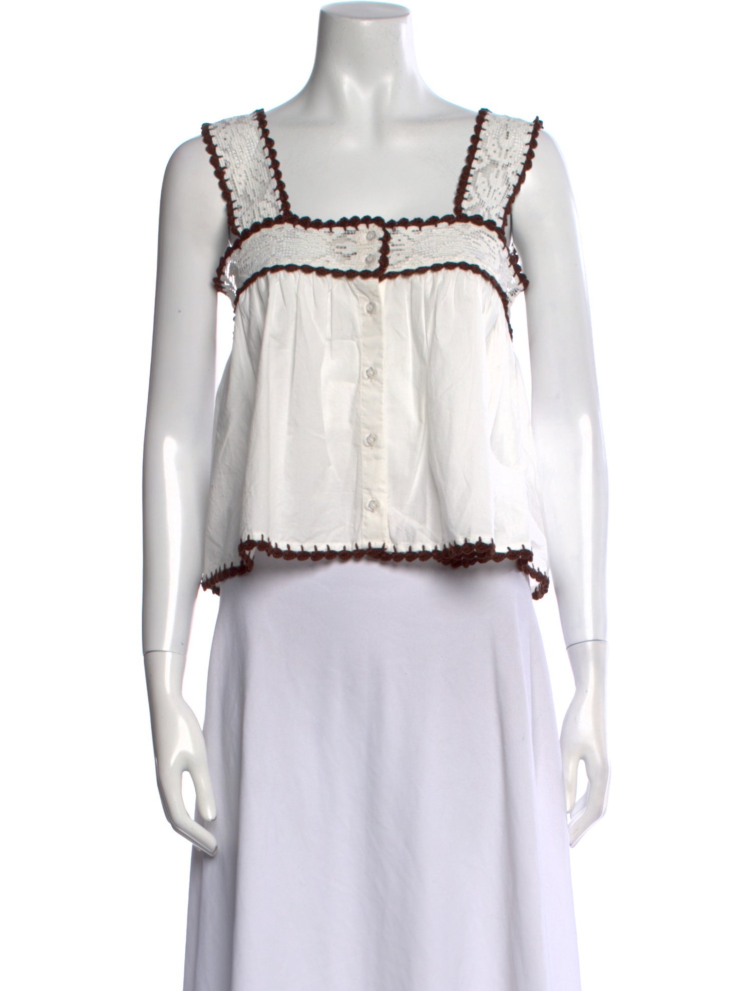 Loeffler Randall Square Neckline Sleeveless Crop Top