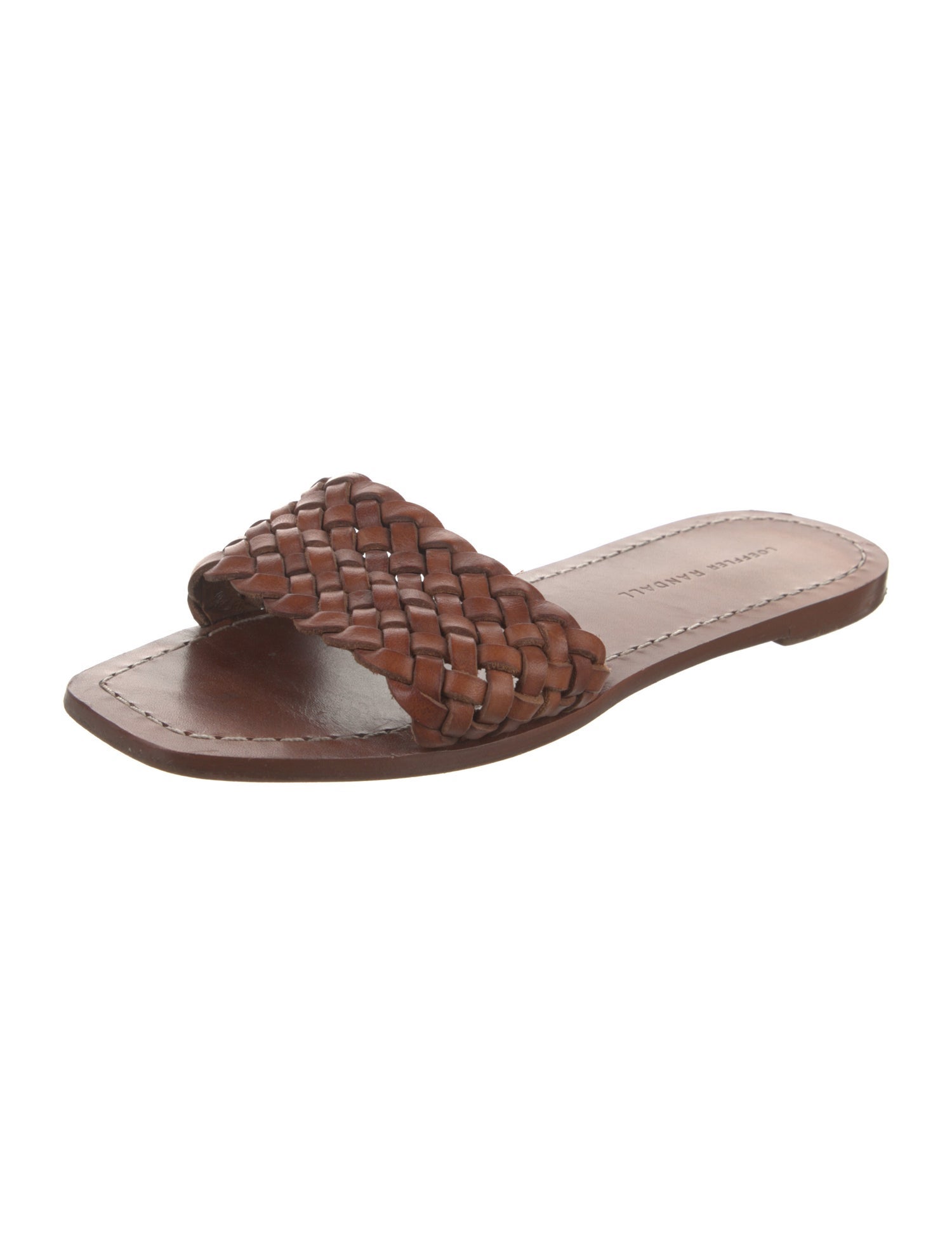Loeffler Randall Leather Braided Accents Slides