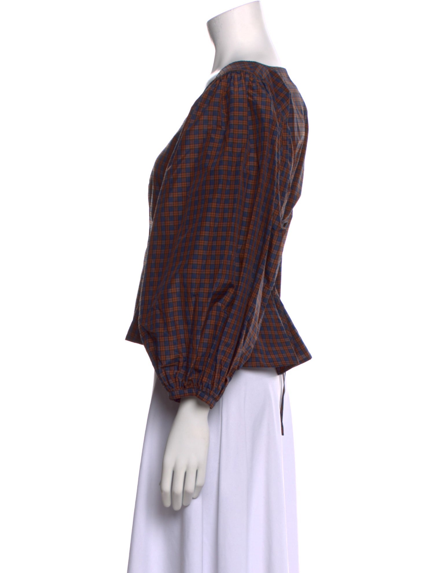 Loeffler Randall Plaid Print Scoop Neck Crop Top w/ Tags