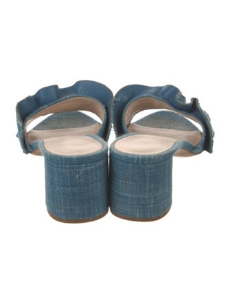 Loeffler Randall Denim Ruffle Embellishment Slides