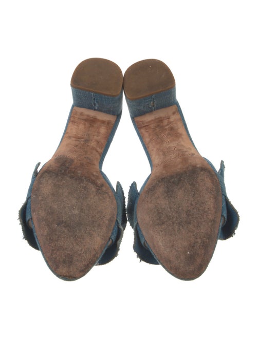 Loeffler Randall Denim Ruffle Embellishment Slides