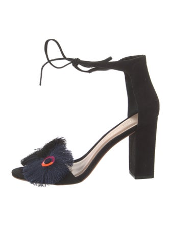 Loeffler Randall Suede Fringe Trim Accent Sandals