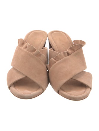 Loeffler Randall Suede Ruffle Embellishment Slides