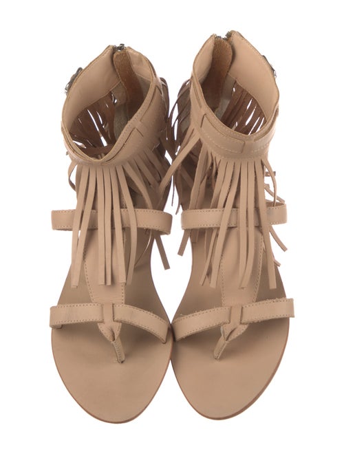 Loeffler Randall Leather Fringe Trim Accent Gladiator Sandals