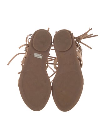 Loeffler Randall Leather Fringe Trim Accent Gladiator Sandals