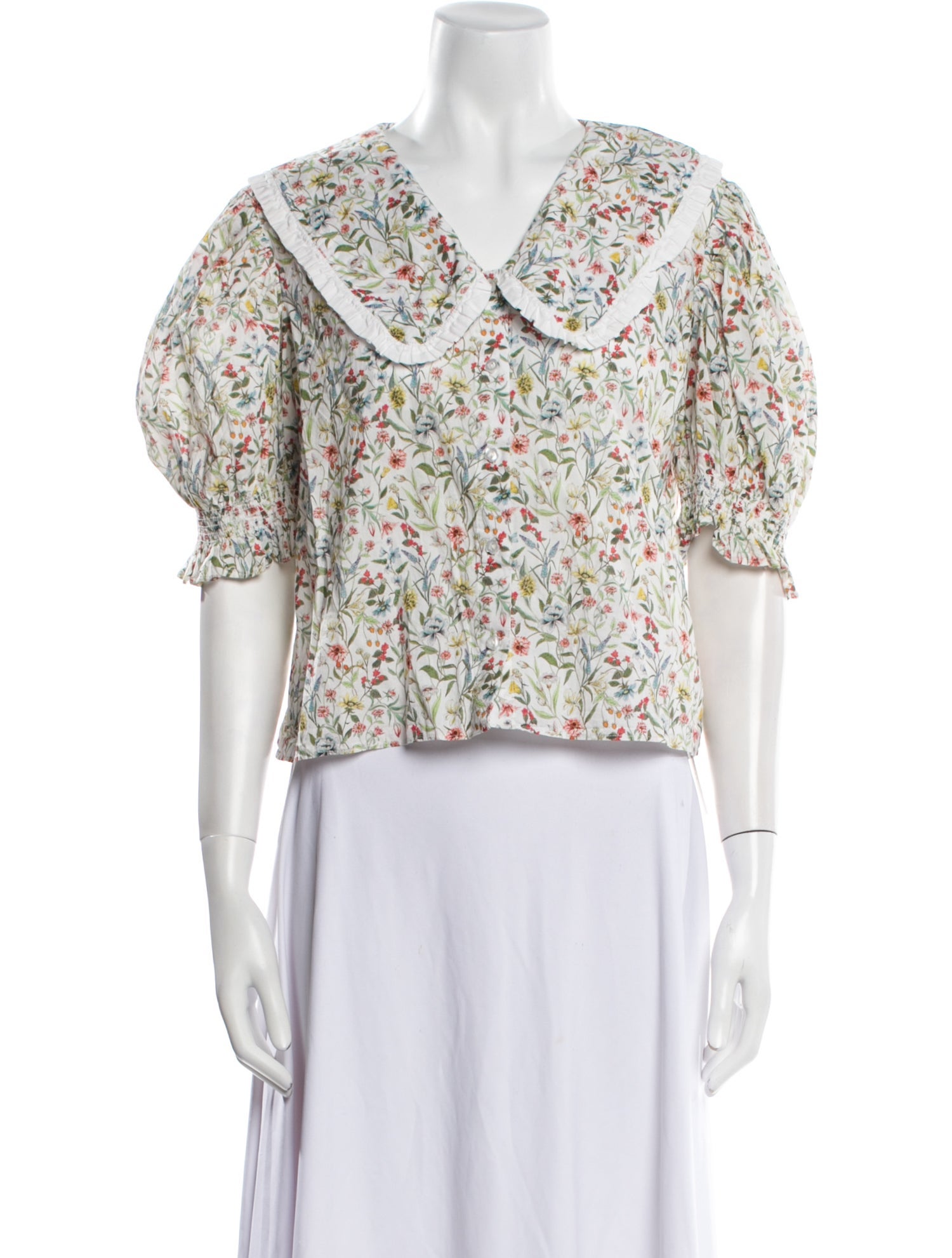 Loeffler Randall Floral Print V-Neck Crop Top