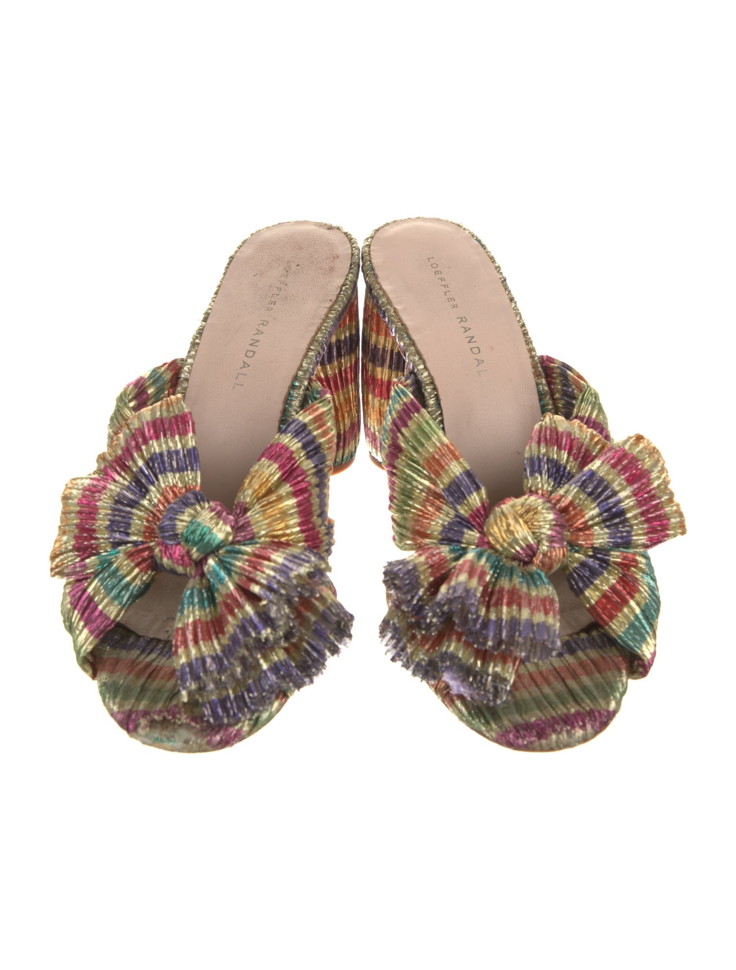 Loeffler Randall Striped Bow Accents Slides