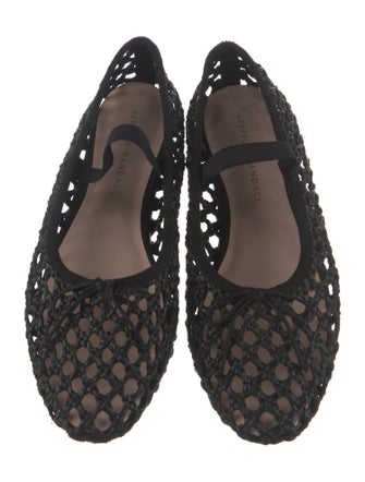 Loeffler Randall Raffia Bow Accents Mary Jane Flats