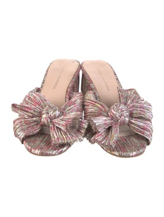 Loeffler Randall Floral Print Bow Accents Slides