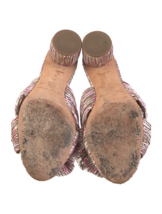 Loeffler Randall Floral Print Bow Accents Slides