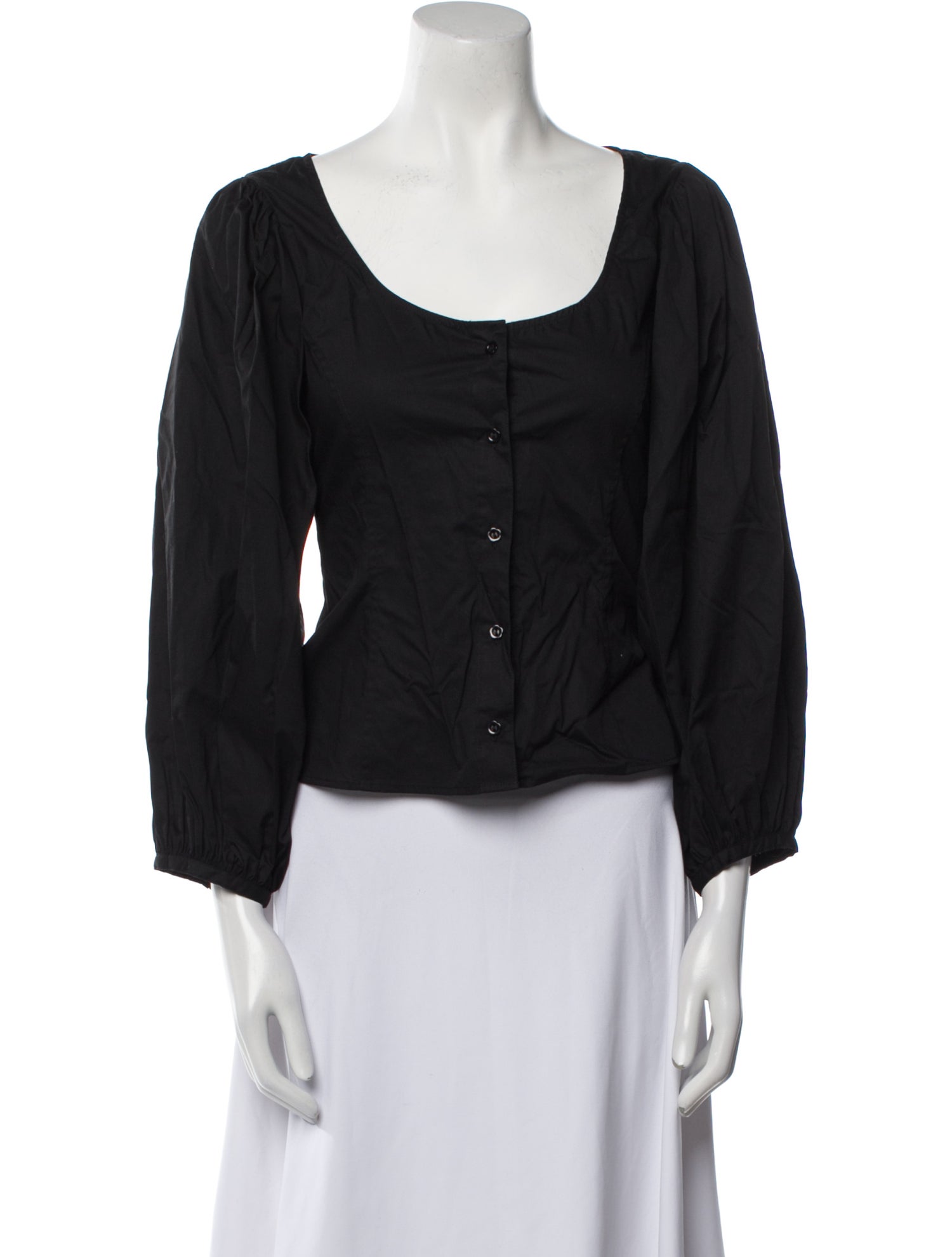 Loeffler Randall Scoop Neck Three-Quarter Sleeve Crop Top